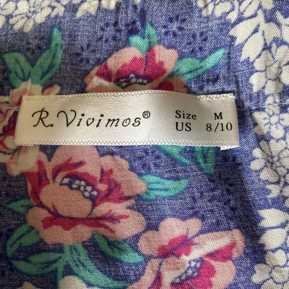 R. Vivimos Floral Paisley Print Flowly Boho V-Neck MIDI Dress Women’s 8/10 - Picture 9 of 15